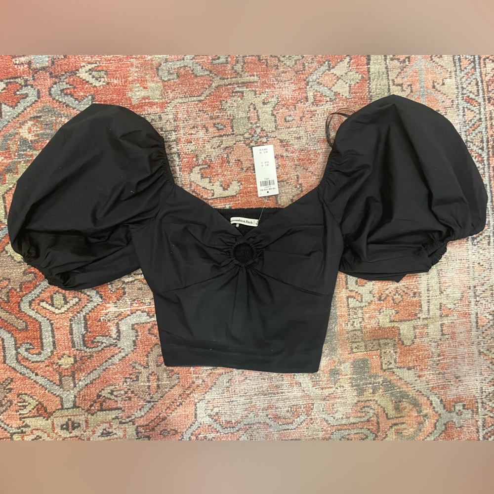 Abercrombie Black Blouse with Puff Sleeve. Size - S. NWT.